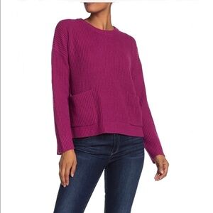 NEW Melloday Red Two Pocket Knit Sweater Ribbed S